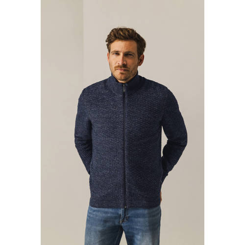 State of Art vest met ingebreid patroon donkerblauw afbeelding