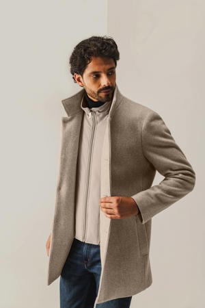 manteljas met wol beige