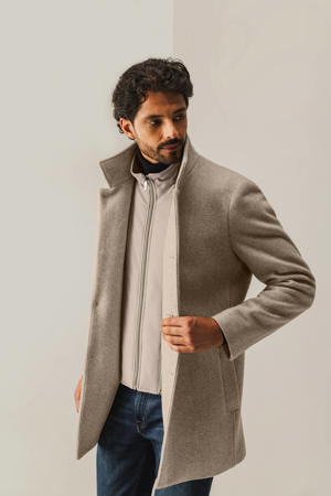 manteljas met wol beige