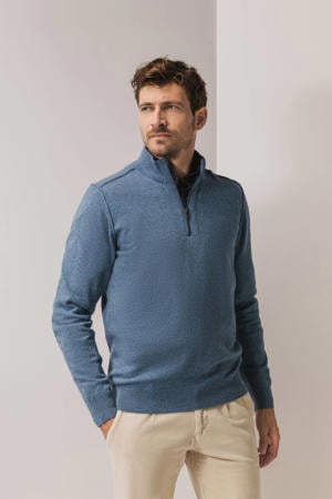 pullover met wol gebreid blauw