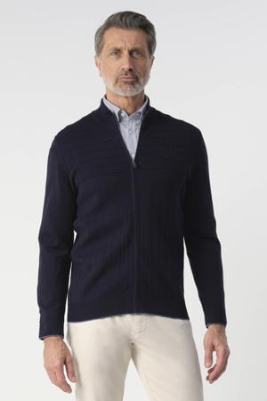 vest met ingebreid patroon donkerblauw