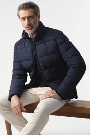 gewatteerde jas donkerblauw