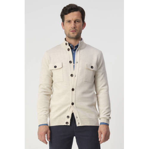 Campbell vest met wol fijn gebreid ecru afbeelding