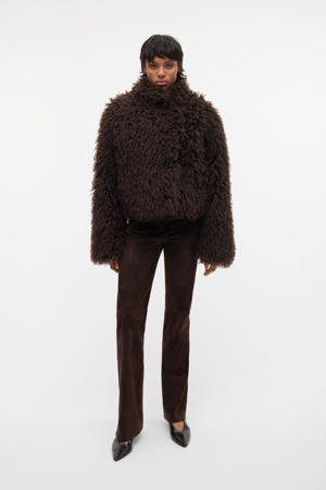 faux fur jas bruin