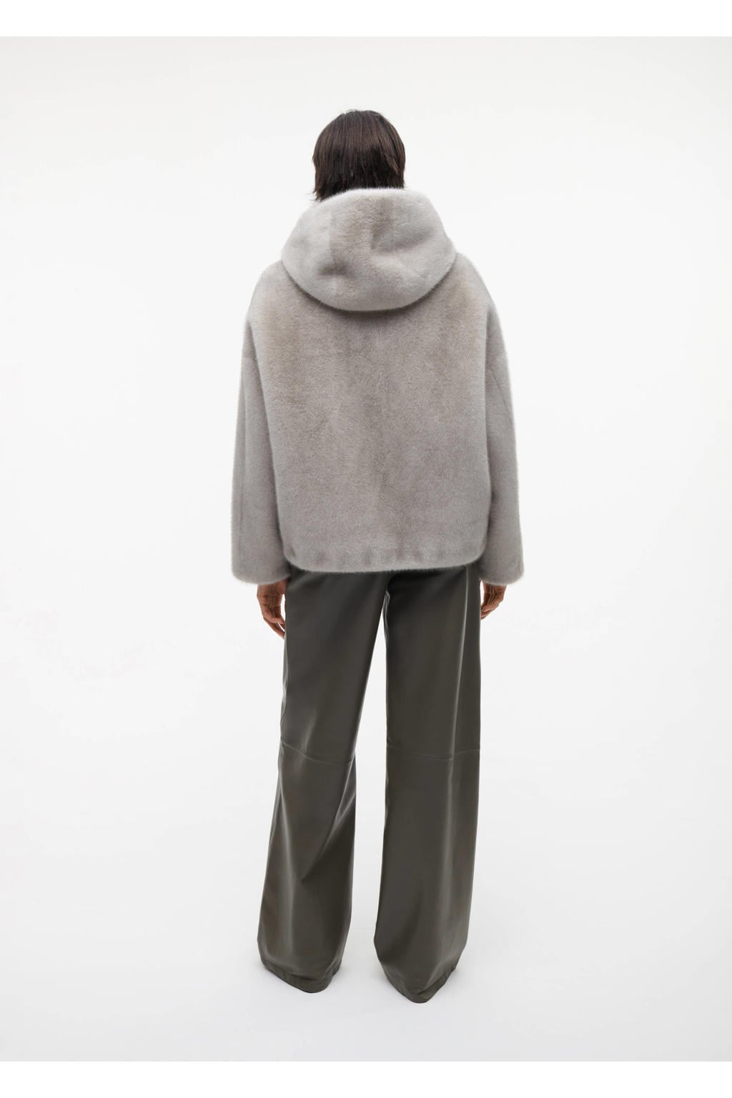 Grijze dames Studio AR by ARMA reversible jas van polyester met effen, lange mouwen, capuchon en ritssluiting