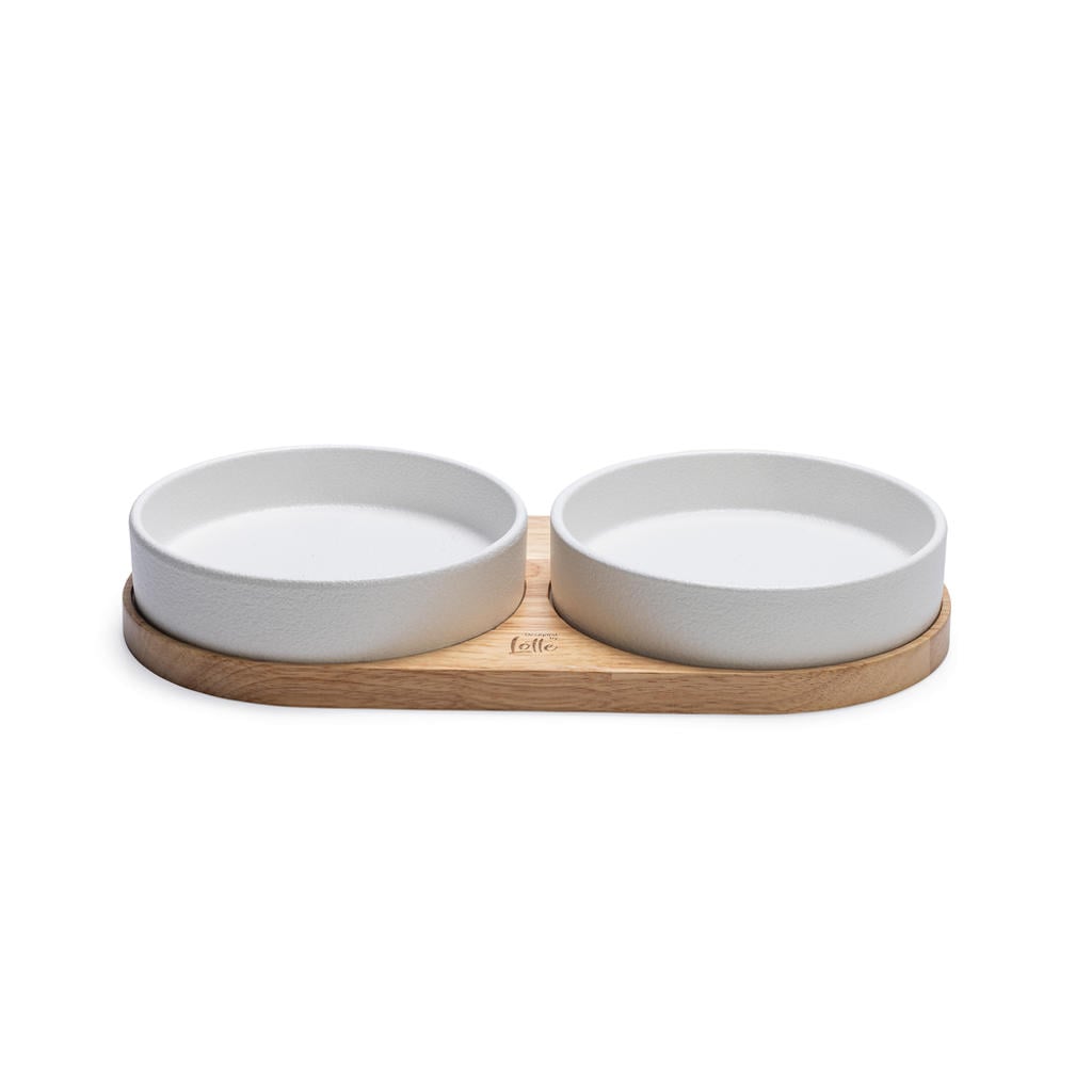 Designed by Lotte kattenvoerbak keramiek dinerset Lojs wit