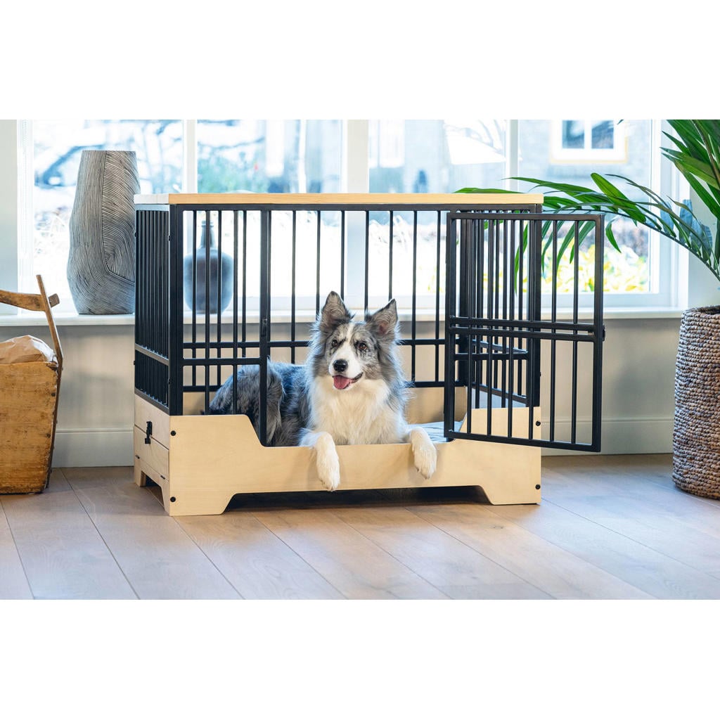 Designed by Lotte hondenbench metaal Quirine zwart L (92 cm)
