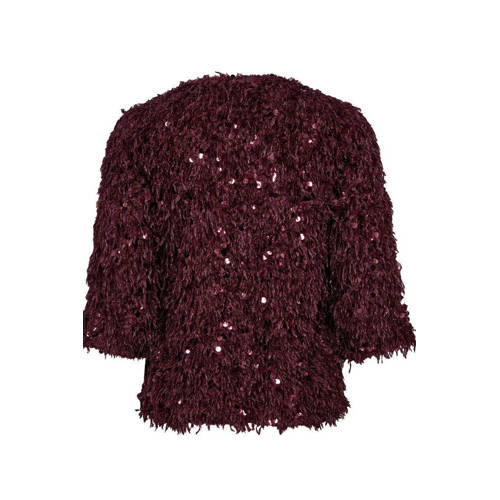 FREEQUENT glitter top donkerrood met pailletten afbeelding