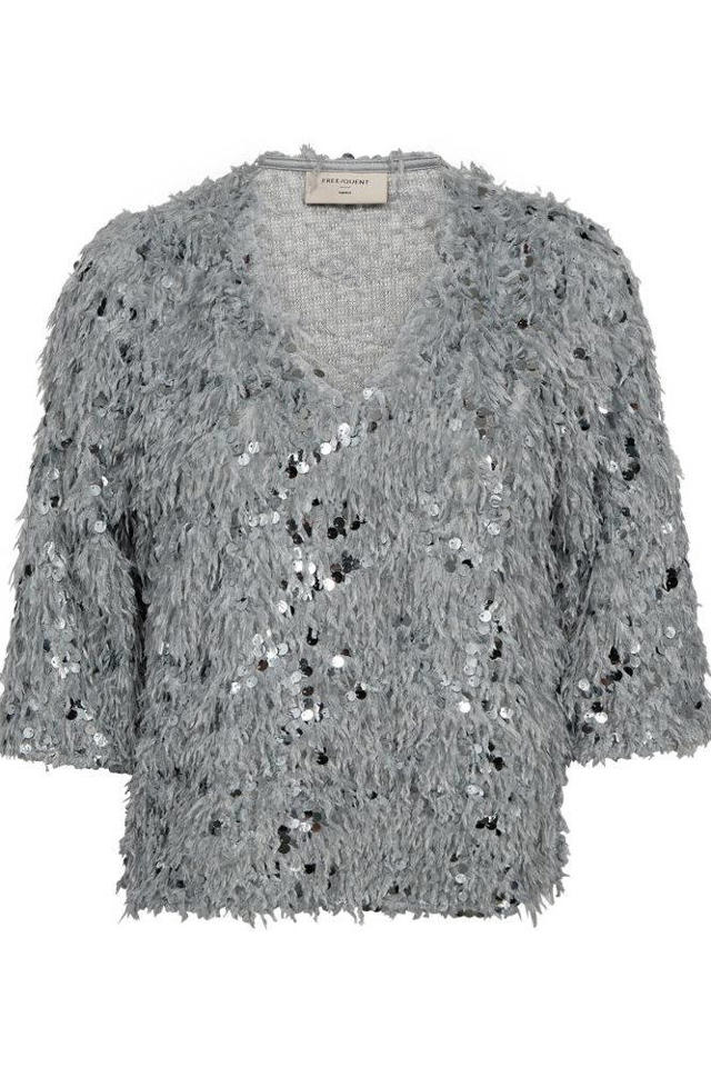 MINTLIMIT Dames pailletten glitter top korte mouwen V-hals T-shirt blouse cap mouwen vrije tijd party festival club, S MINTLIMIT Dames pailletten glitter top korte mouwen V-hals T-shirt blouse cap mouwen vrije tijd party festival club, S