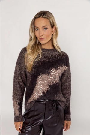 gebreide trui bruin met glitter