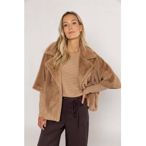 Poools faux fur jas camel afbeelding