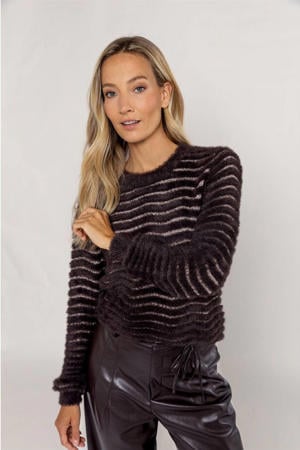 gestreepte sweater donkerbruin