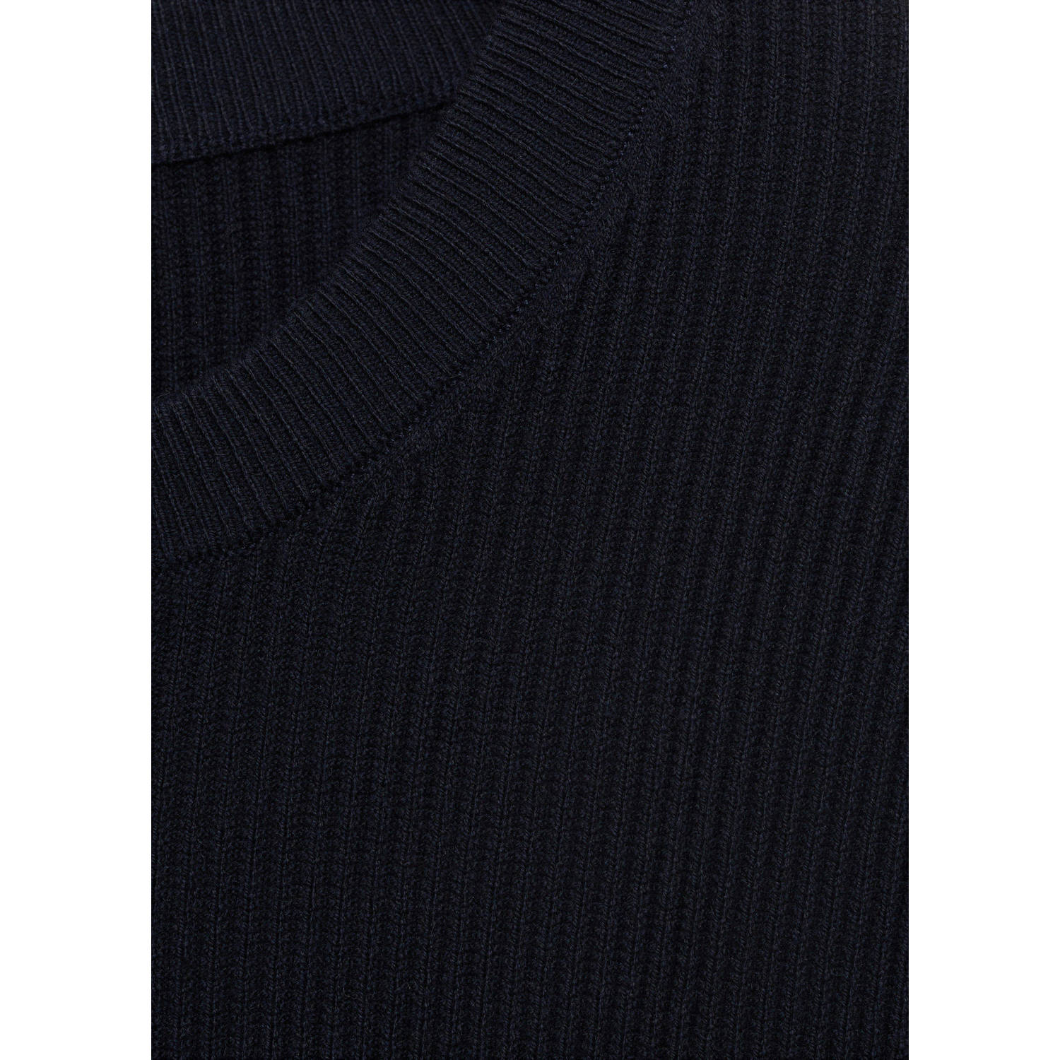 Mango Man pullover trui rib gebreid donkerblauw