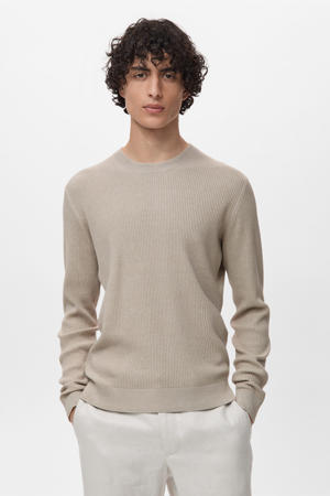 pullover trui rib gebreid beige