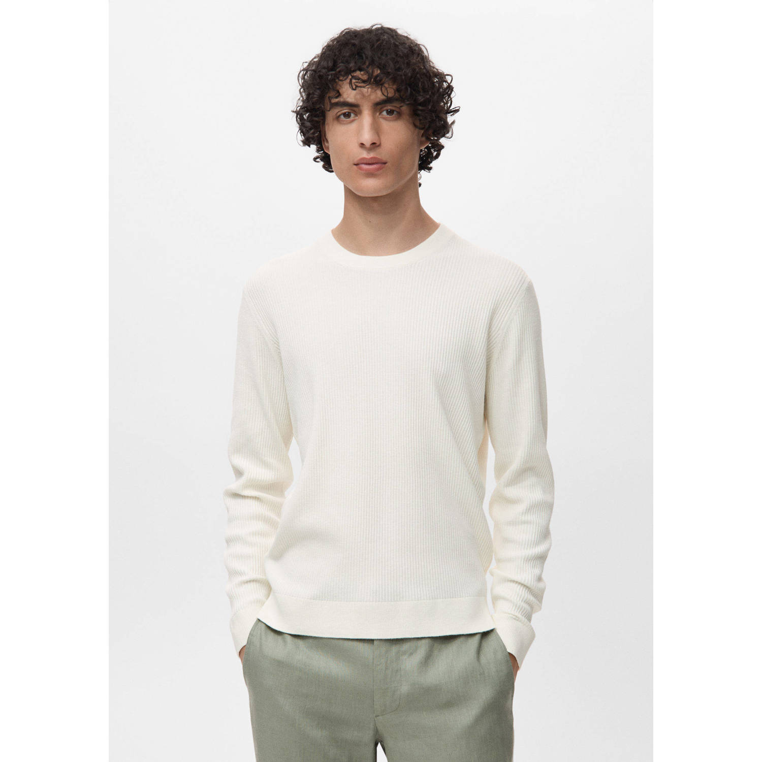 Mango Man pullover trui rib gebreid