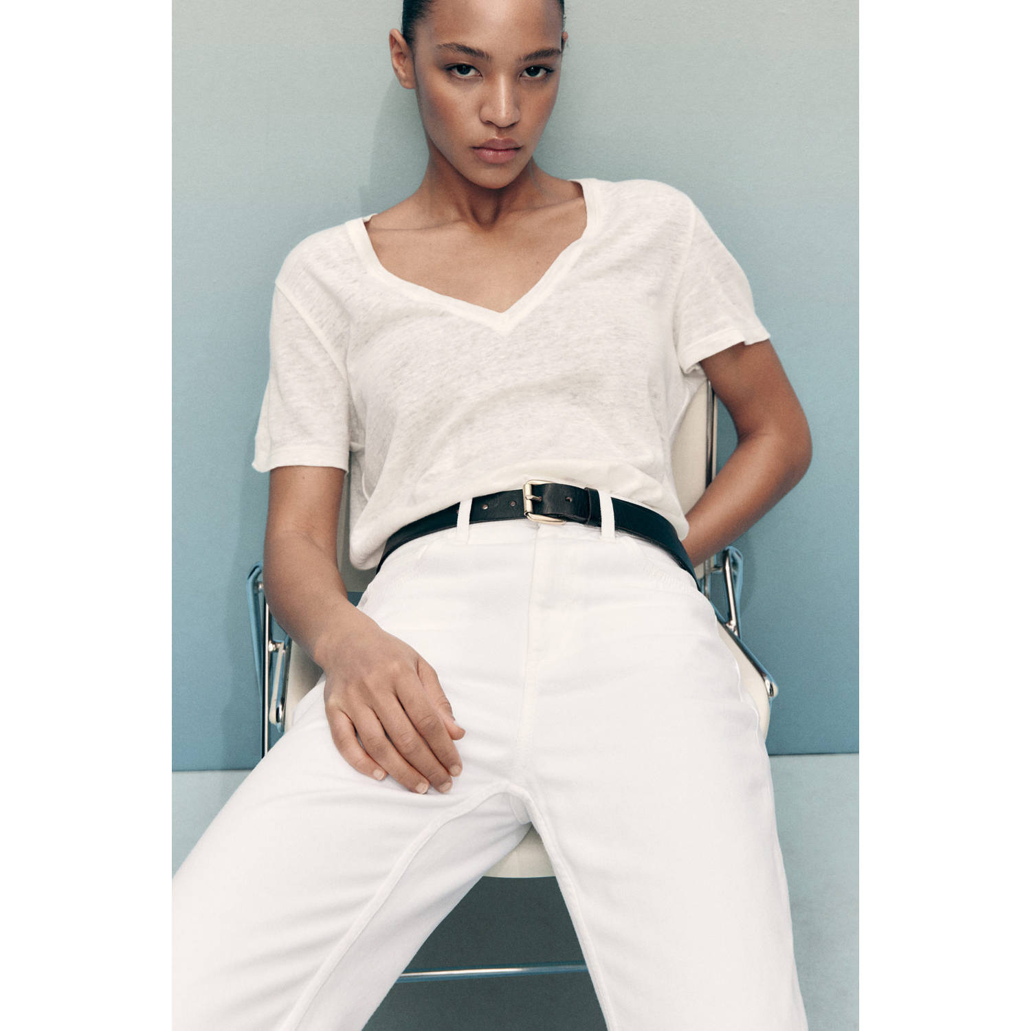 Mango straight leg jeans wit