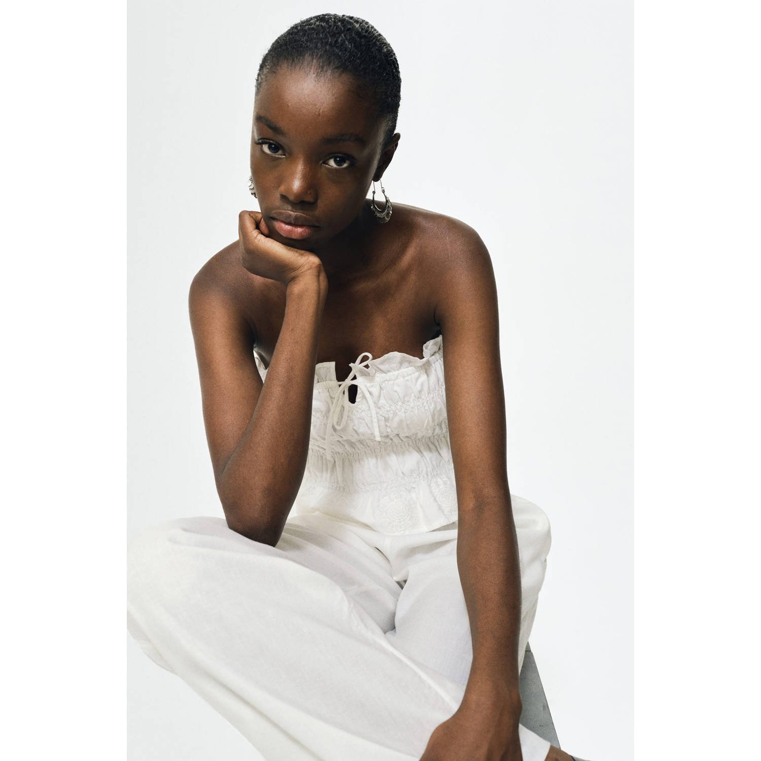 MANGO TEEN strapless top ecru