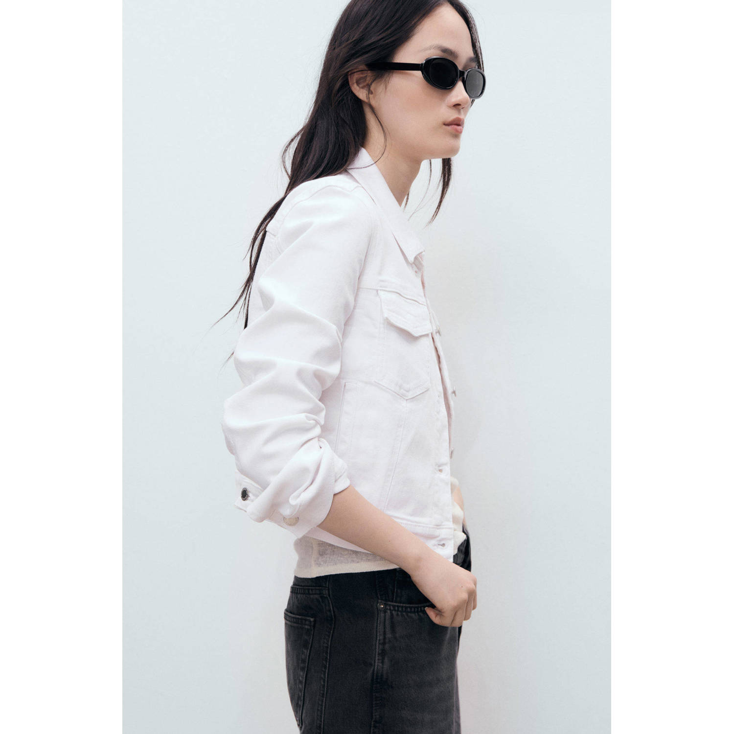 Mango denim spijkerjas wit