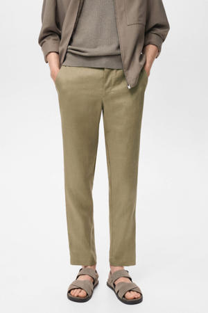 linnen slim casual broek kaki