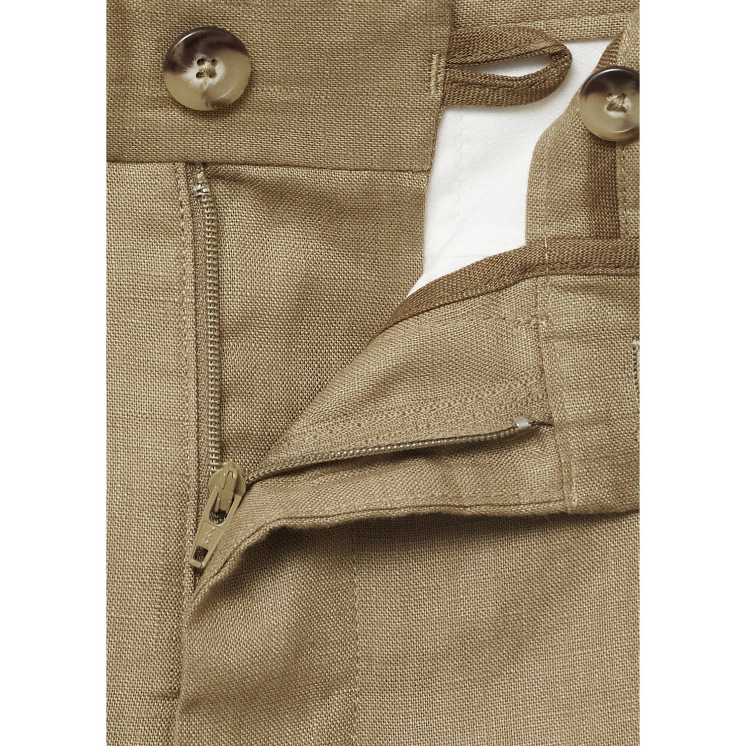 Mango Man linnen slim casual broek kaki