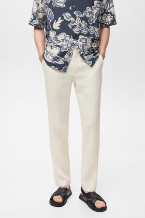 linnen slim casual broek ecru