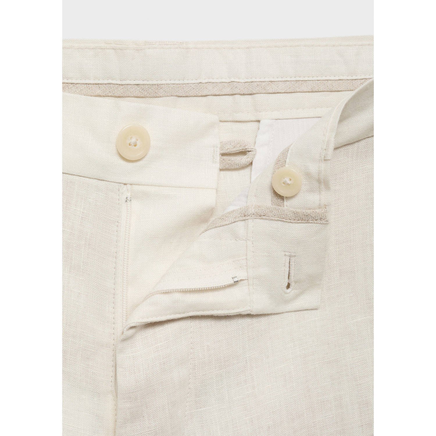 Mango Man linnen slim casual broek ecru