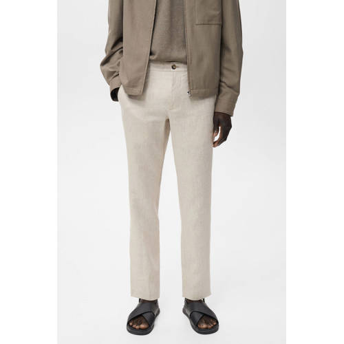 Mango Man linnen slim casual broek ecru afbeelding