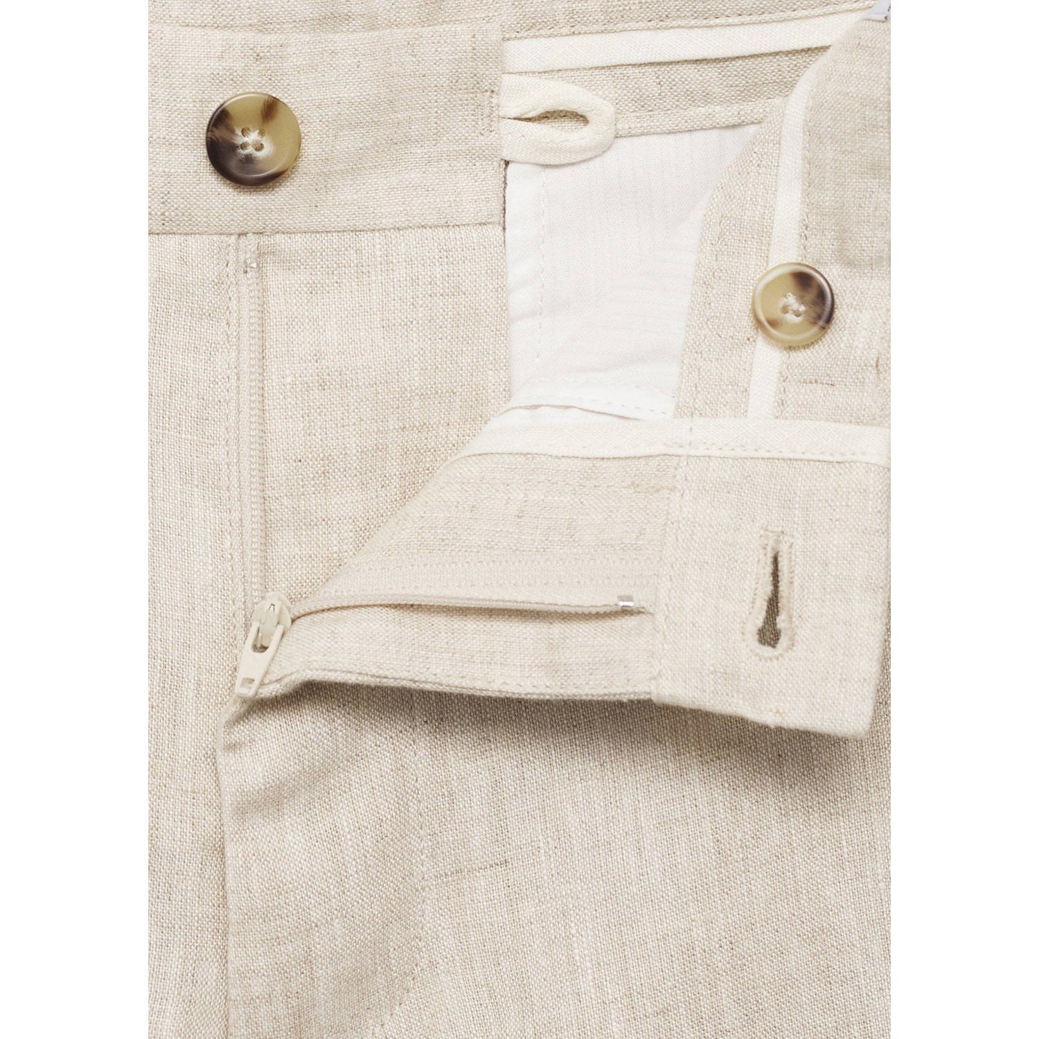 Mango Man linnen slim casual broek ecru