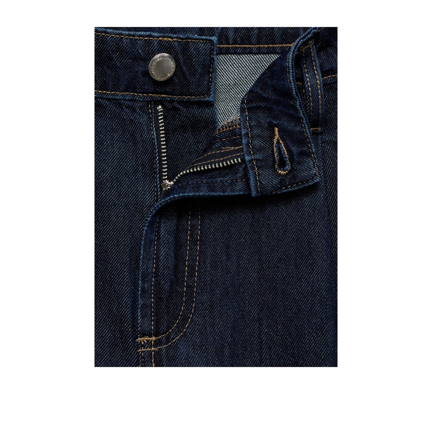 Mango denim straight regular waist short dark blue denim
