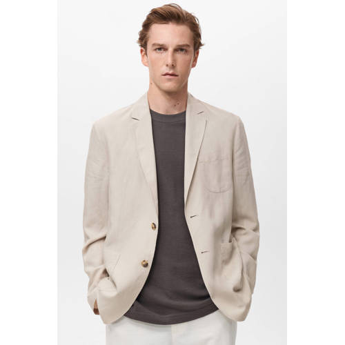 Mango Man linnen colbert ecru afbeelding