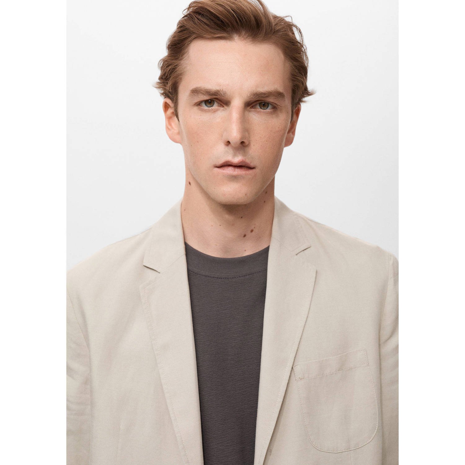 Mango Man linnen colbert ecru
