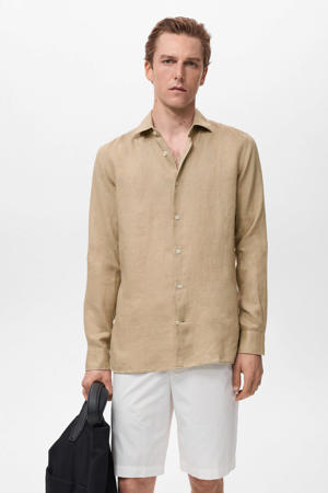 linnen casual overhemd beige