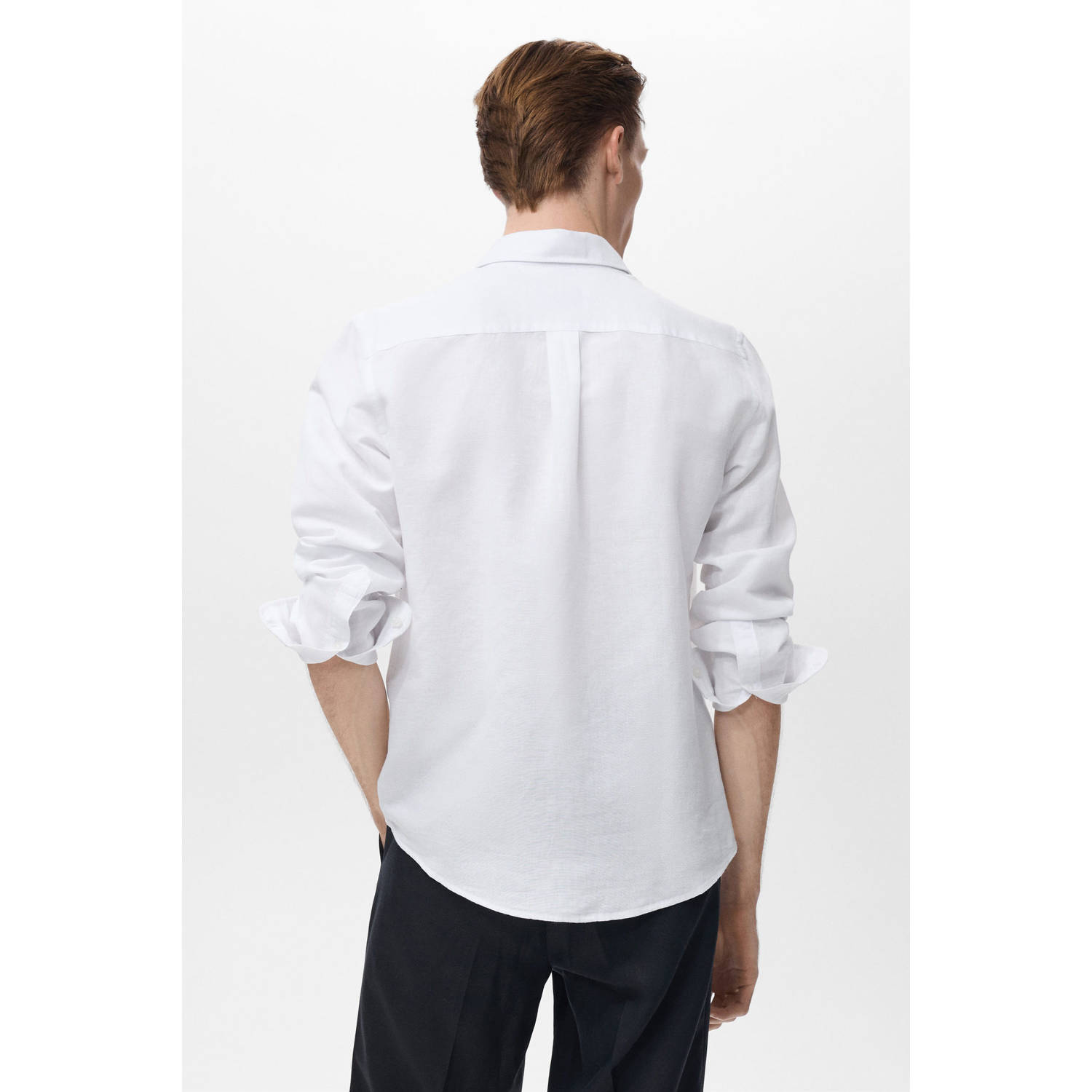 Mango Man linnen casual overhemd wit