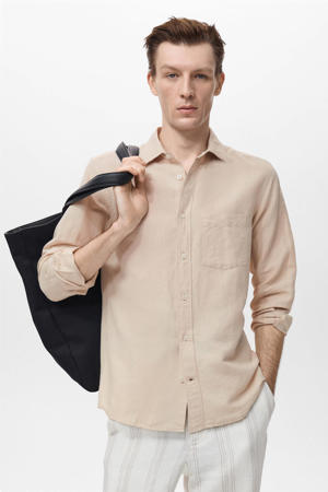 linnen casual overhemd beige