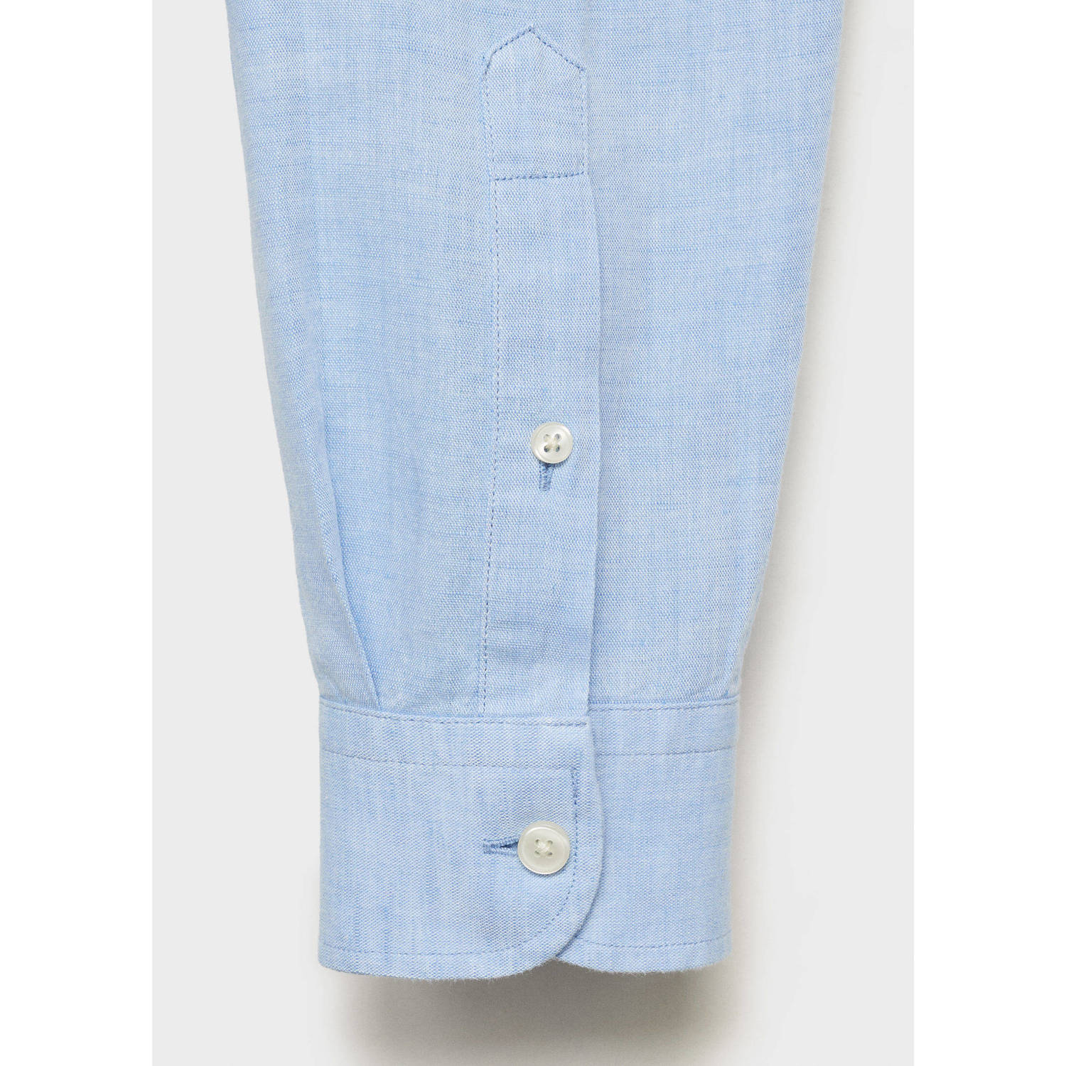 Mango Man linnen casual overhemd lichtblauw