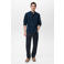 Mango Man linnen casual overhemd donkerblauw