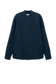 thumbnail: Mango Man linnen casual overhemd donkerblauw