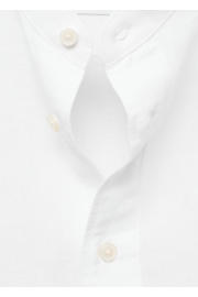 thumbnail: Witte heren Mango Man linnen casual overhemd met effen, lange mouwen en knoopsluiting