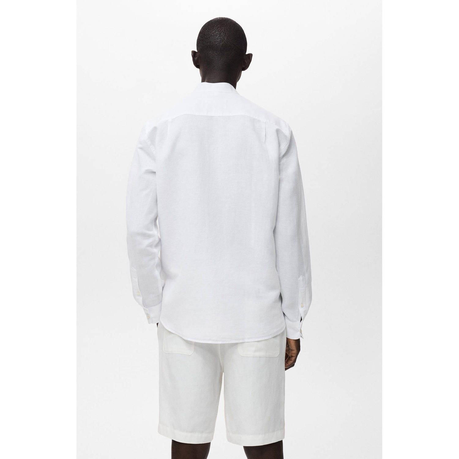 Mango Man linnen casual overhemd wit