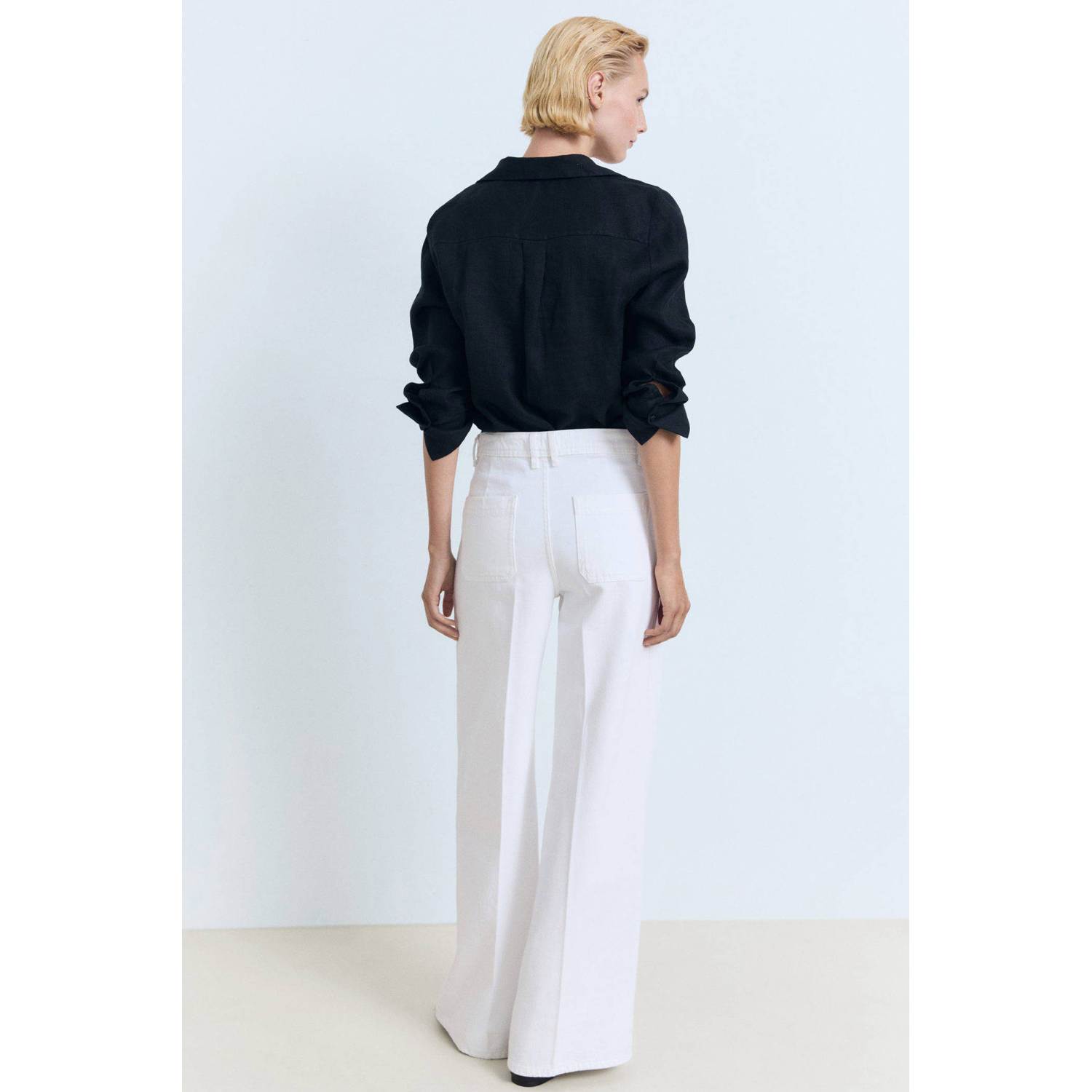 Mango high waist wide leg jeans wit