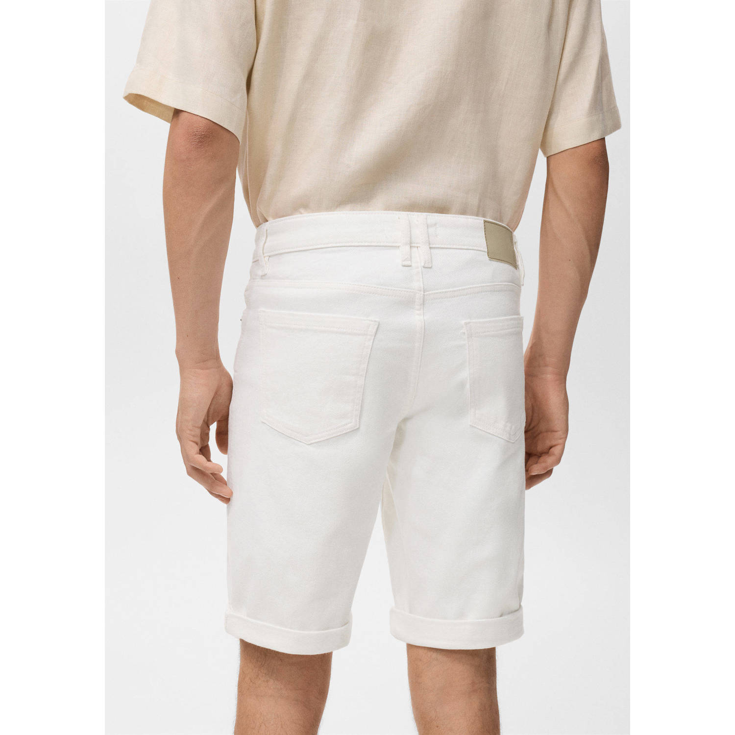 Mango Man denim slim short wit