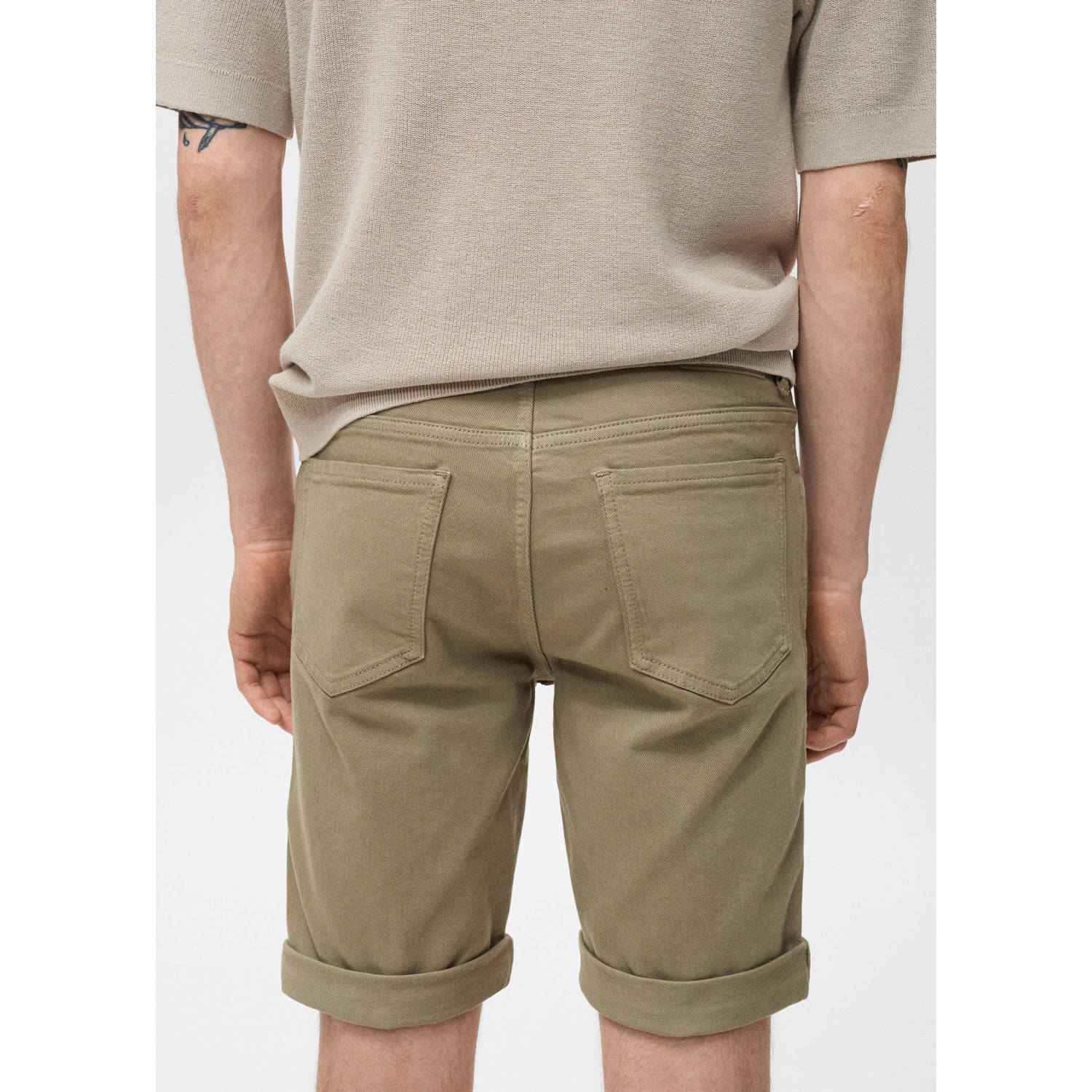 Mango Man denim slim short kaki