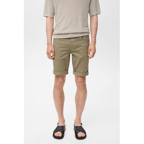 Mango Man denim slim short kaki afbeelding