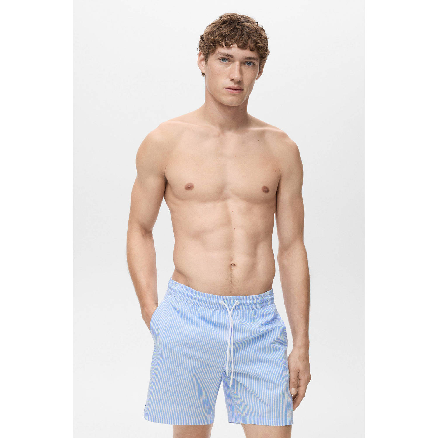 Mango Man zwemshort lichtblauw wit