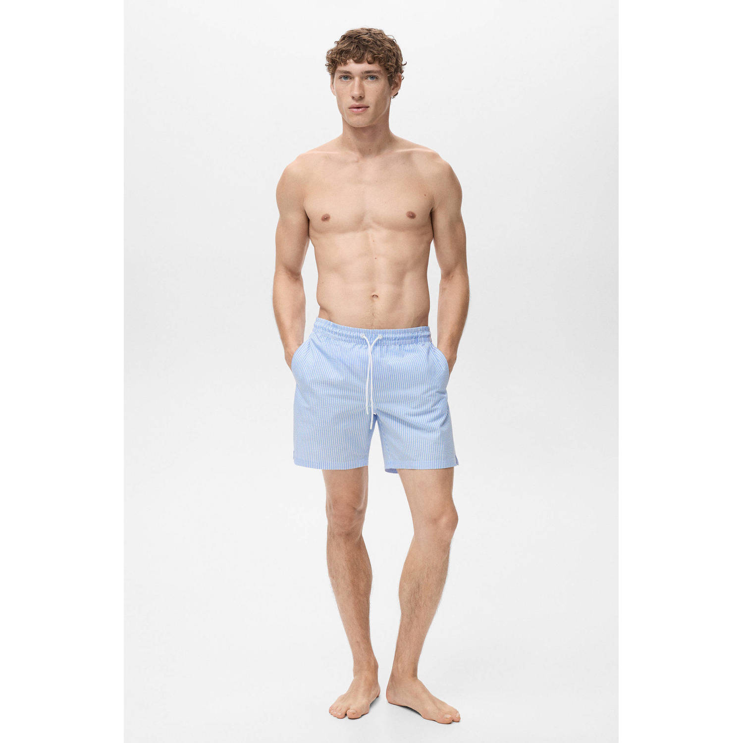 Mango Man zwemshort lichtblauw wit