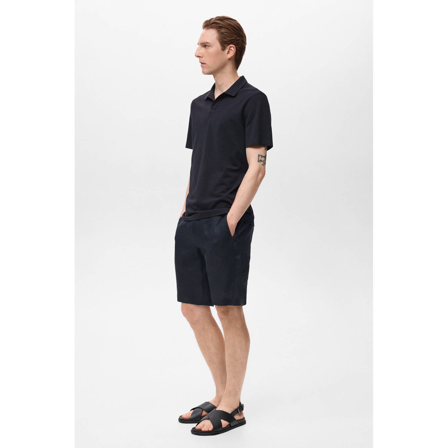 Mango Man slim polo donkerblauw