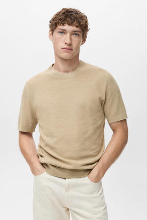 T-shirt fijn gebreid beige