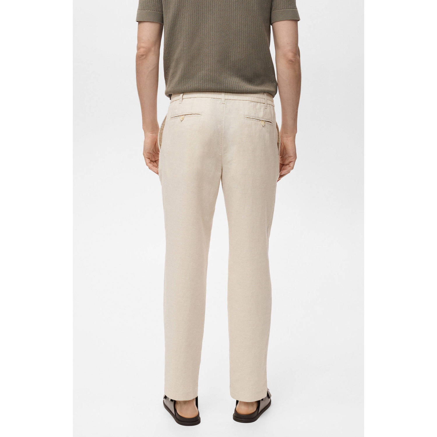 Mango Man linnen slim casual broek ecru