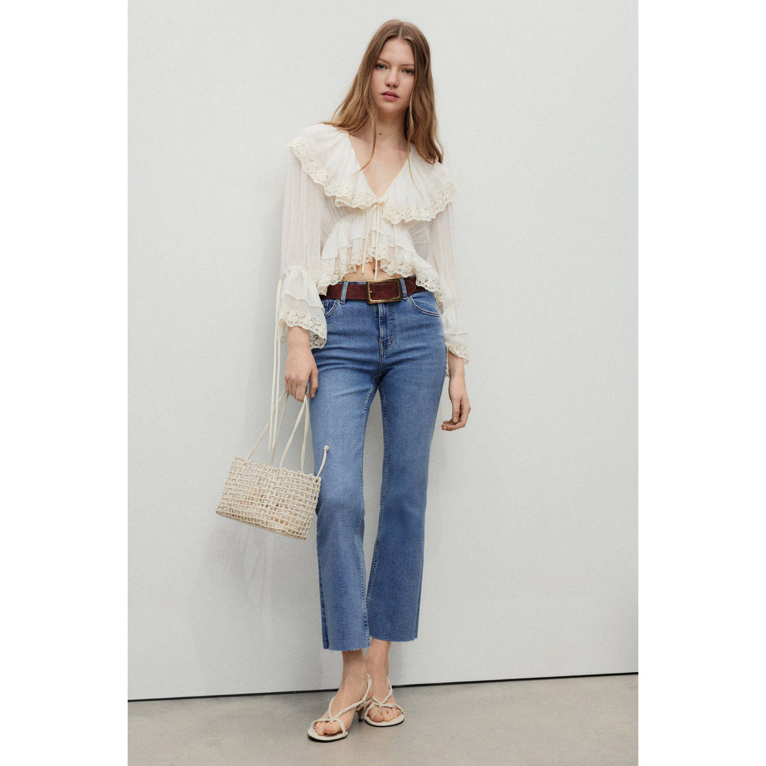 Mango straight leg jeans medium blue denim