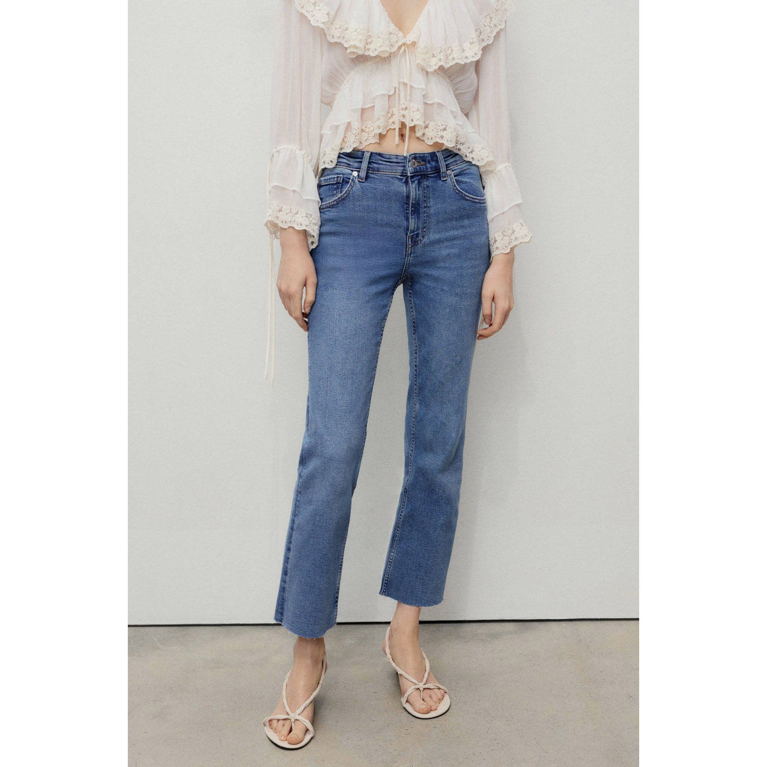 Mango straight leg jeans medium blue denim